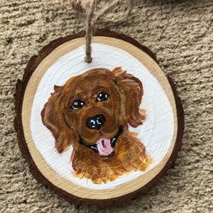 Golden retriever hand painted Christmas ornament art